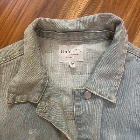 Light Wash Raw Cut Cropped Denim Jacket - Picture 2 of 2